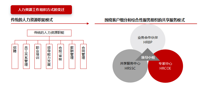 傳統(tǒng)人力資源模式,共享人力資源模式,新型人力資源模式