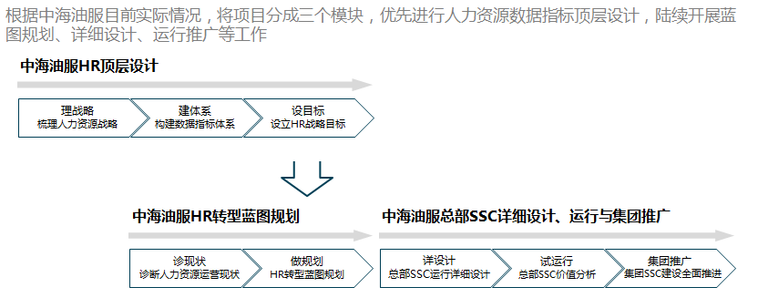 中海油服，人力資源，三支柱，傳統，事業部，共享服務，方案